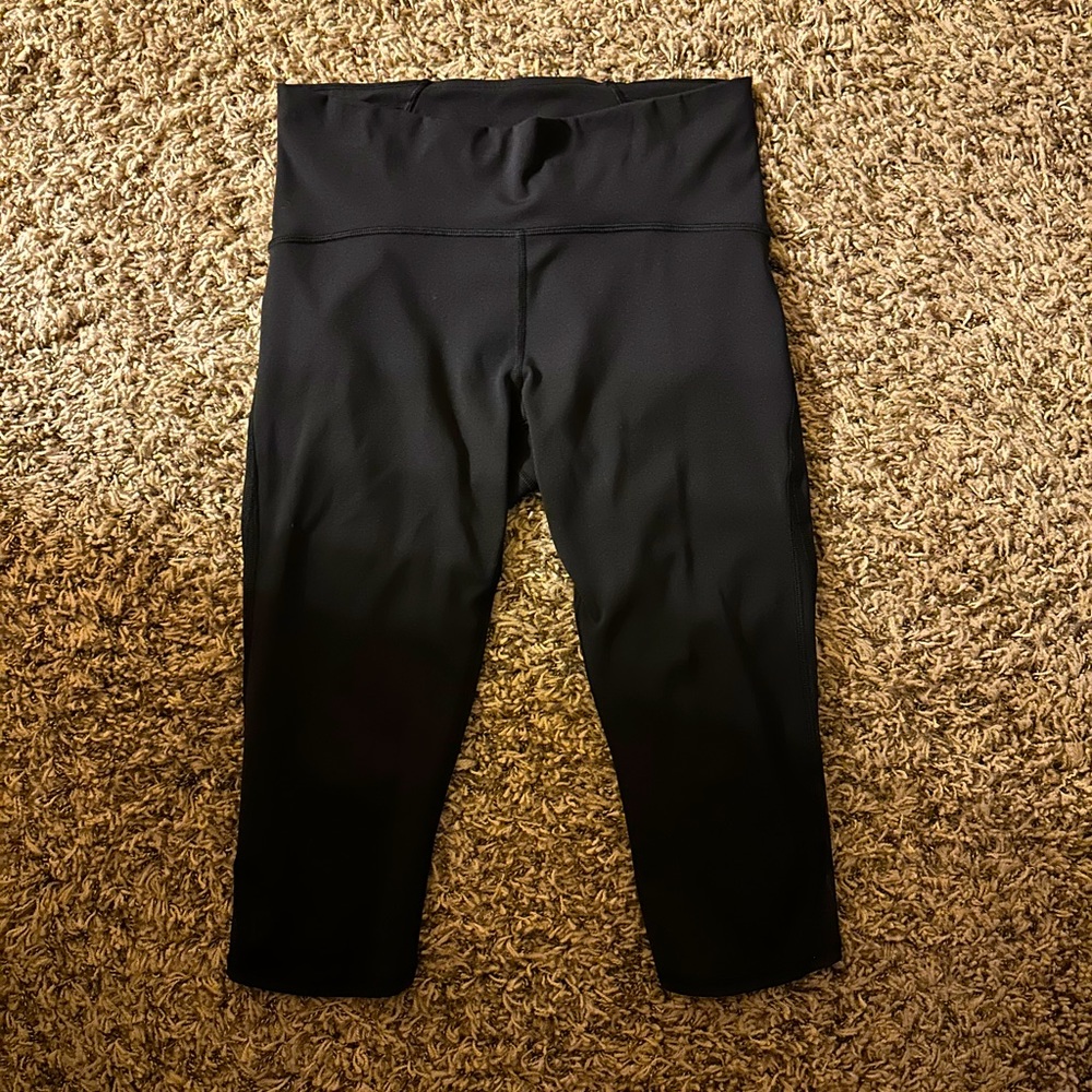 Lululemon Women's Train Times Crop Leggings Black Mesh 17"